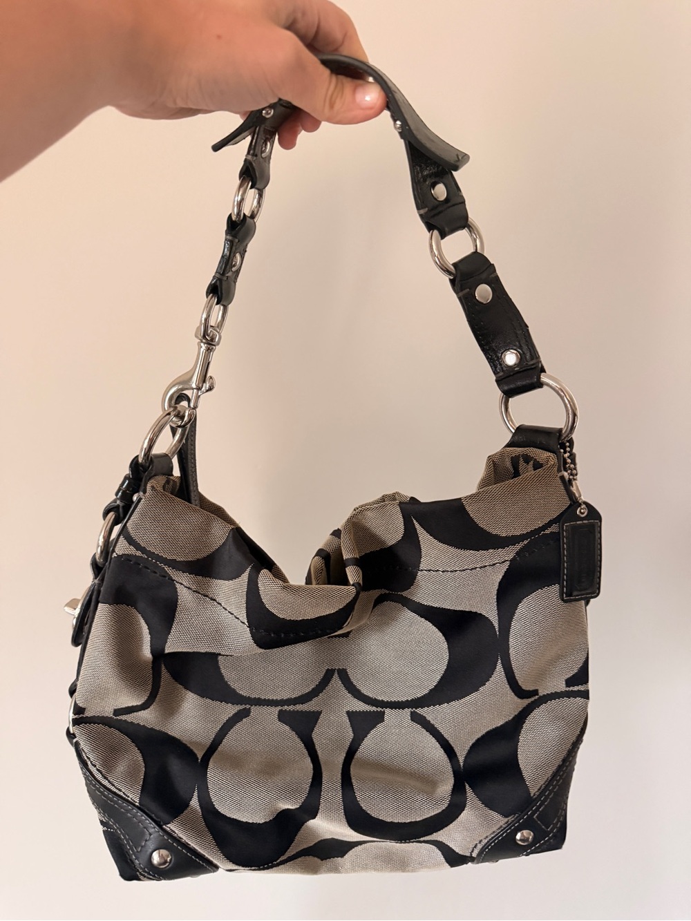 Vintage Coach Carly Canvas Hobo Shoulder Bag - 12871
